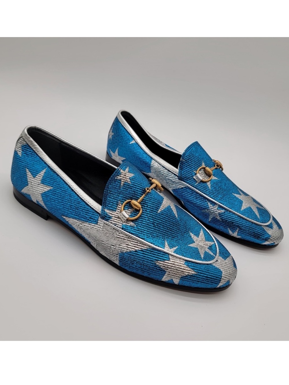 Gucci Jordaan Blue Star Horsebit Loafers Size 37 EUC